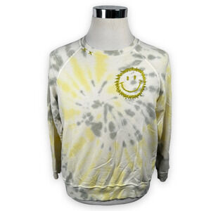 ISMBS Sweatshirt‎ Womens XS Tie Dye Stole Boyfriends Yellow Smiley Embroidered